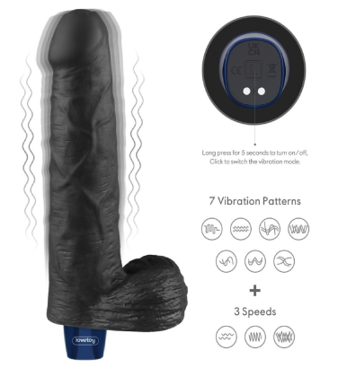 Lovetoy Real Softee crni – kompaktan realistični vibrator sa testisima  22,6cm  LV330221-5